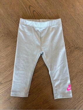Nike Silver Leggings with Pink Swoosh - Kids